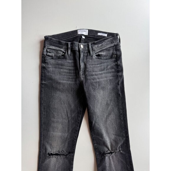 FRAME L'Homme Skinny Hubbell Grey Black Mid Rise Stretch Slim Leg Jeans, Size 30 - Picture 6 of 14